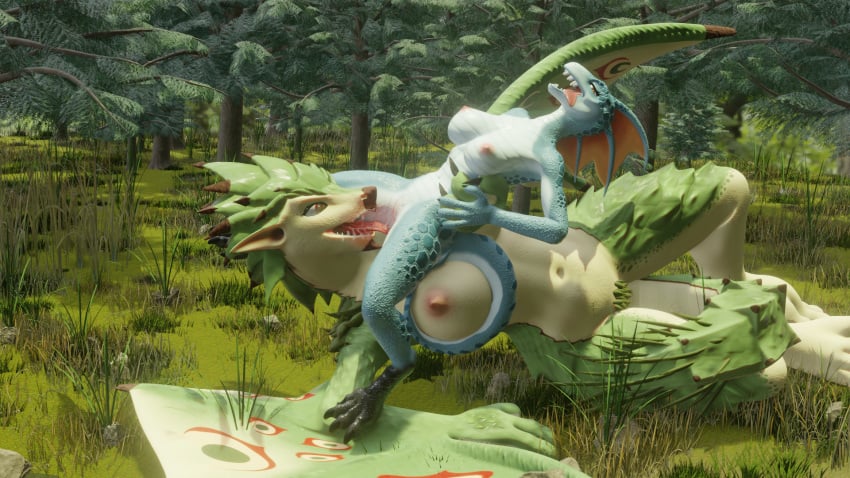 anthro bodily_fluids breasts capcom cunnilingus dragon duo female female/female flying_wyvern forest forest_background furromantic genital_fluids genitals hi_res lizardman_(warhammer_fantasy) looking_at_another looking_at_genitalia looking_pleasured monster_hunter nature nature_background nude nude_anthro nude_female oral orgasm outside plant pussy pussy_juice rath_wyvern rathian rathian_(furromantic) scalie sex skink_(warhammer_fantasy) spread_legs spreading tail_on_breast tayanna_(furromantic) tree vaginal_penetration void_dragon216 warhammer_(franchise) warhammer_fantasy