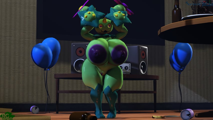 3d cactus female hyper hyper_breasts maractus no_humans plant pokemon pokemon_(species) rgtdwtbr shortstack solo source_filmmaker