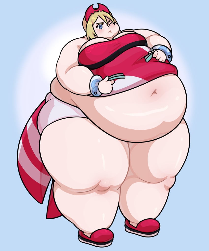 1girls 2022 absurd_res artist_name belly belly_overhang big_breasts blonde_hair blue_eyes breasts chocco_pudding fat female female_focus game_freak hips huge_belly huge_thighs irida_(pokemon) morbidly_obese navel obese obese_female one_eye_closed overweight overweight_female plump pokemon pokemon_legends:_arceus solo solo_female thick_thighs thighs watermark wide_hips