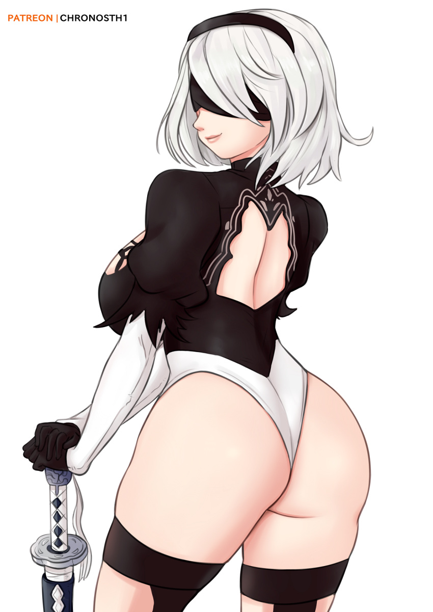 1girls ass deviantart fanbox_reward female female_only gummslime gumroad leotard nier:_automata patreon solo yorha_2b