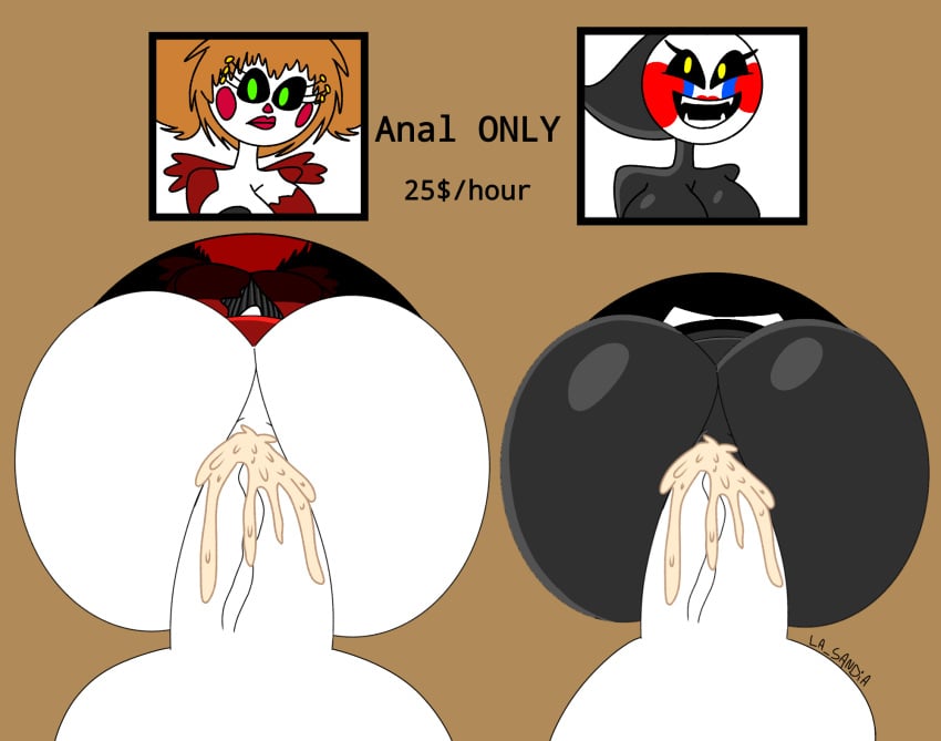 1boy 1girls 2boys 2girls anal anal_only anal_sex baby_(fnafsl) big_ass big_breasts big_butt big_penis circus_baby circus_baby_(fnaf) creampie cum cum_in_ass cum_inside english_text female five_nights_at_freddy's glory_hole la_sandia large_ass male/female male_penetrating_female marionette_(fnaf) price prostitute prostitution public_use puppet_(fnaf) robot_girl rule_63 scrap_baby scrap_baby_(fnaf) security_puppet_(fnaf) straight tagme