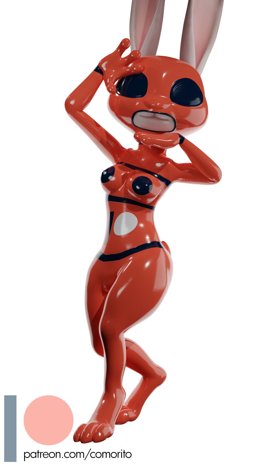 1girls absurd_res alpha_channel anthro bodysuit clothing comorito disney female female_focus hi_res jojo_pose judy_hopps lagomorph latex_suit leporid mammal patreon_logo png rabbit rubber solo standing transparent_background zootopia