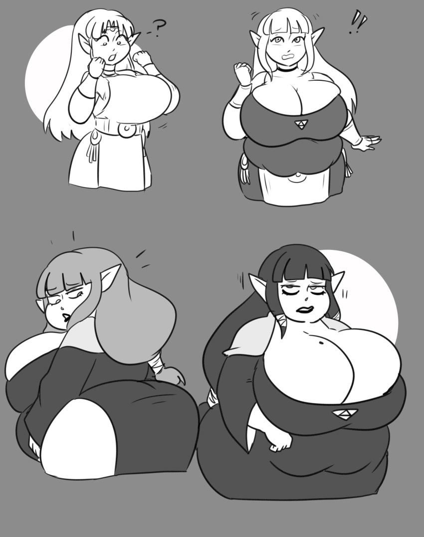 black_hair breast_expansion breasts female female_only goth lewdsona nintendo overweight overweight_female princess_zelda the_legend_of_zelda transformation weight_gain zelda_(a_link_between_worlds)