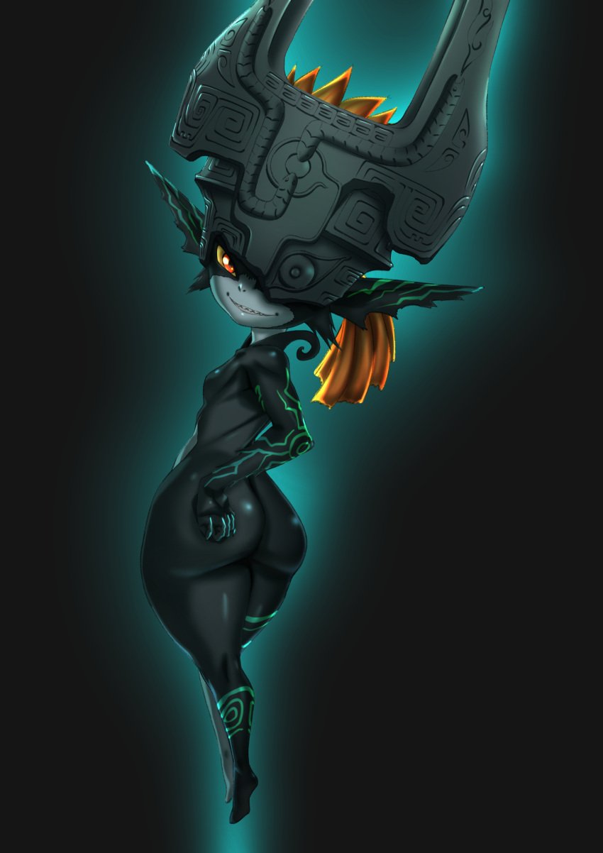 1girls big_ass black_body black_skin bubble_ass bubble_butt female female_only ika_daishogun imp_midna looking_at_viewer looking_back midna shortstack solo the_legend_of_zelda twilight_princess