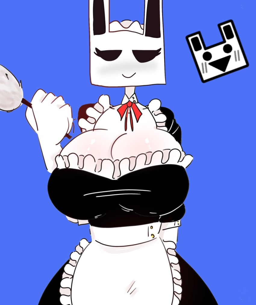 big_breasts black_claws cube_459_(geometry_dash) femgram geometry_dash huge_breasts maid maid_uniform tobbuck white-skinned_female white_skin white_skinned_female