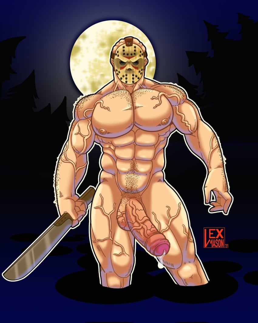 balls bara boner erection friday_the_13th gay hairy hockey_mask jason_voorhees lex_mason male male_only mask muscles muscular nude penis solo solo_male