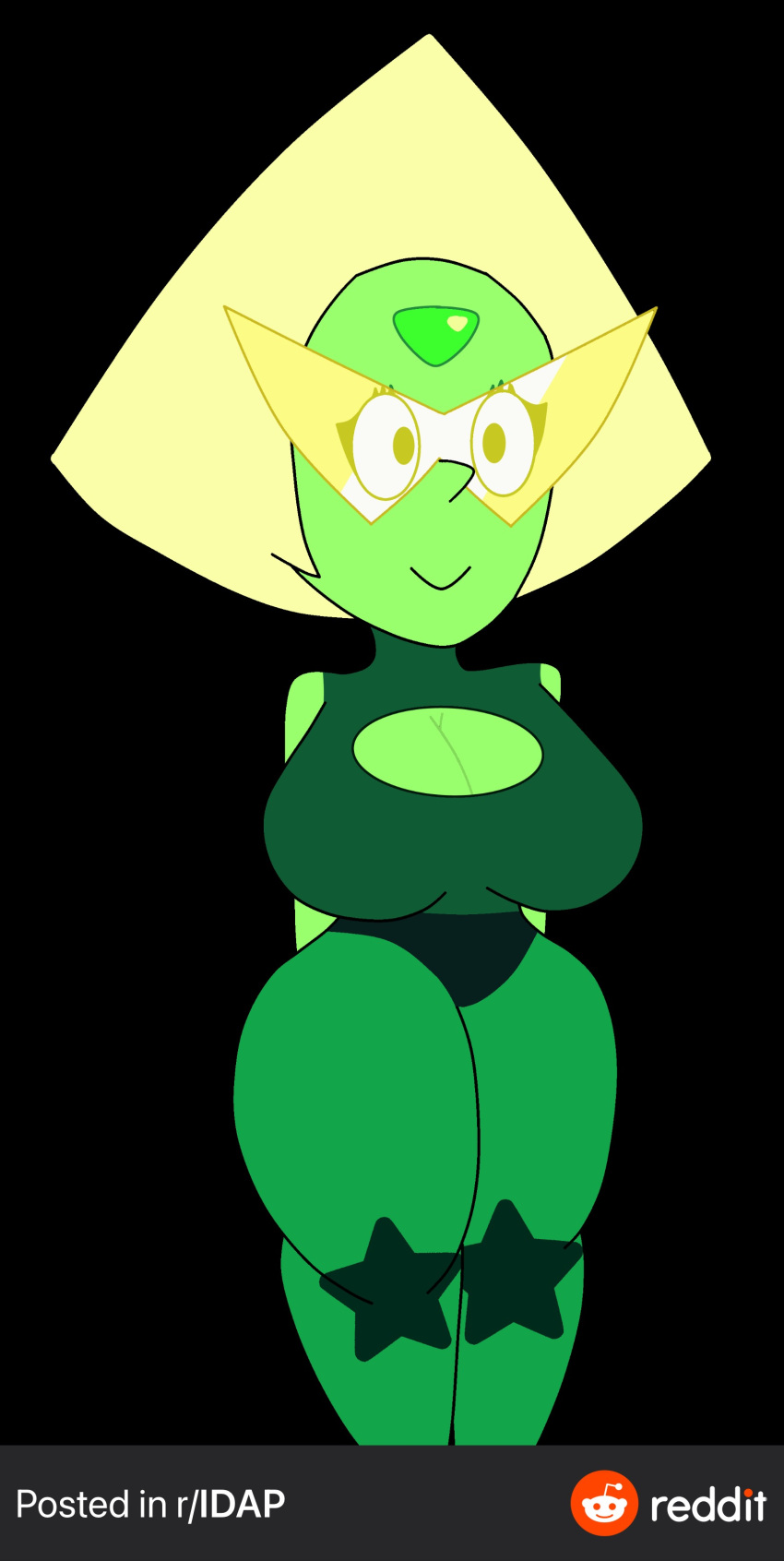 big_breasts gem gem_(species) glasses green_clothing green_skin peridot_(steven_universe) shades steven_universe thick_thighs zerostarvevo