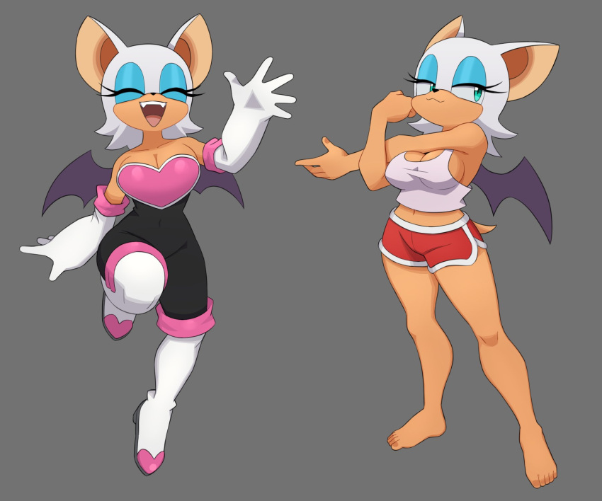 1girls :3 anthro big_breasts breasts cleavage closed_eyes clothed clothing female female_focus female_only flowerpigeon73 fur furry furry_only rouge_the_bat sega solo sonic_(series) standing tail video_games wings