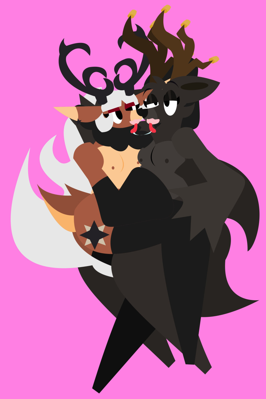 2girls animals antlers curvy_female curvy_figure curvy_hips exposed_breasts exposed_nipples female_only females_only furry huge_hips kartoonkane kissing making_out naked nipples round_breasts saliva thick_legs thick_thighs wide_hips