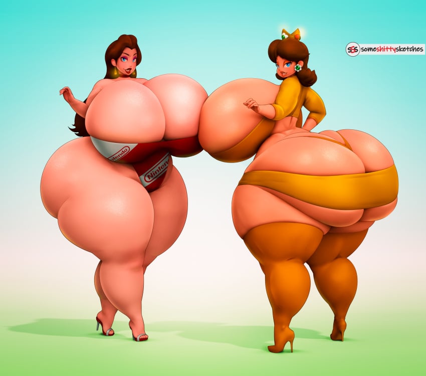 2girls alternate_breast_size ass ass_bigger_than_head ass_cleavage ass_window big_ass big_breasts big_butt bimbo boob_window breasts breasts_bigger_than_head brown_hair bubble_ass bubble_butt butt_crack cleavage duo earrings fat_ass female female_focus female_only full_of_gas giant_ass gigantic_ass gigantic_breasts heels high_heels huge_ass huge_breasts huge_butt huge_thighs hyper hyper_ass hyper_breasts hyper_butt hyper_thighs large_ass large_breasts looking_at_viewer makeup mario_(series) massive_ass massive_breasts nintendo no_bra pauline princess_daisy revealing_clothes round_ass seductive seductive_look seductive_smile sideass slutty_outfit smelly_ass someshittysketches swimsuit thick_ass thick_legs thick_lips thick_thighs thighhighs thong voluptuous