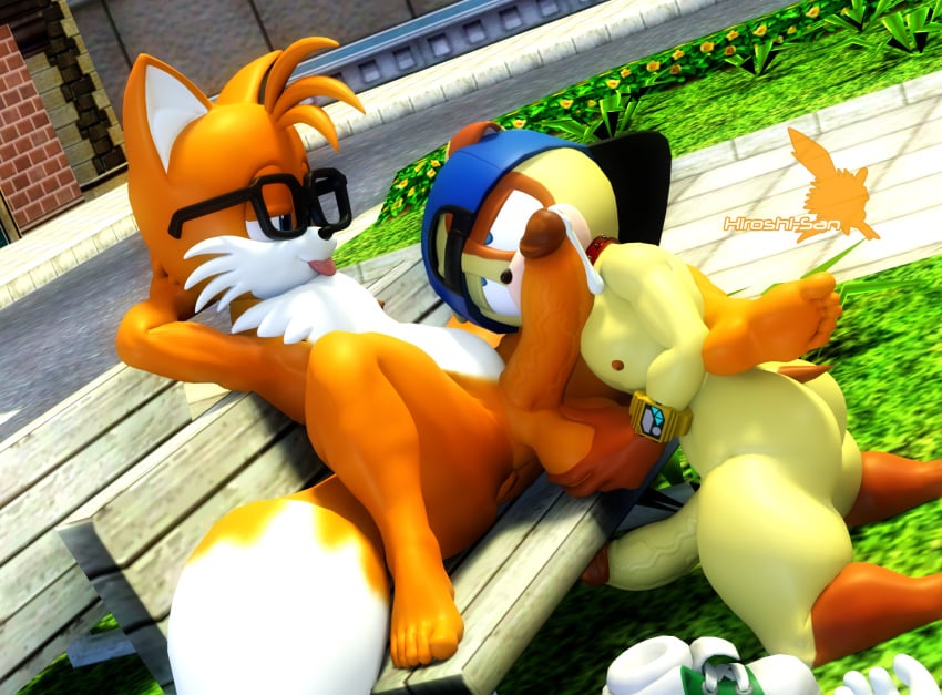 3d_(artwork) anthro anthro_on_anthro anthrofied balls ballsack ben_muttski bench blender_(software) blowjob canine cock_worship cum cum_drip dog_ears dog_tail erect_nipples erect_penis erection fox fox_ears fox_tail gay gay_sex half-closed_eyes humanoid humanoid_genitalia humanoid_penis looking_at_partner looking_down male male/male male_only muscular muscular_anthro muscular_male nipples nude nude_male oral oral_sex penis penis_out saiyangoku4_(artist) sex sonic_(series) sonic_the_hedgehog_(archie) sonic_the_hedgehog_(series) tails tongue tongue_out yaoi