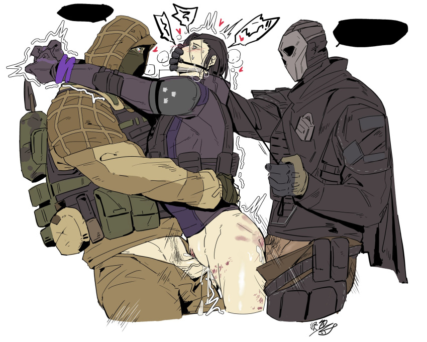 1cuntboy 2boys age_difference anal anal_sex bottomless bruise clothed clothed_sex clx147258 cuntboy deimos_(rainbow_six) double_penetration fenrir_(rainbow_six) gag gagged gender_transformation genderbend heart intersex kapkan_(rainbow_six) leash leash_pull masked masked_male moaning rainbow_six_siege spank_marks spanked_butt standing standing_sex threesome uniform vaginal_penetration