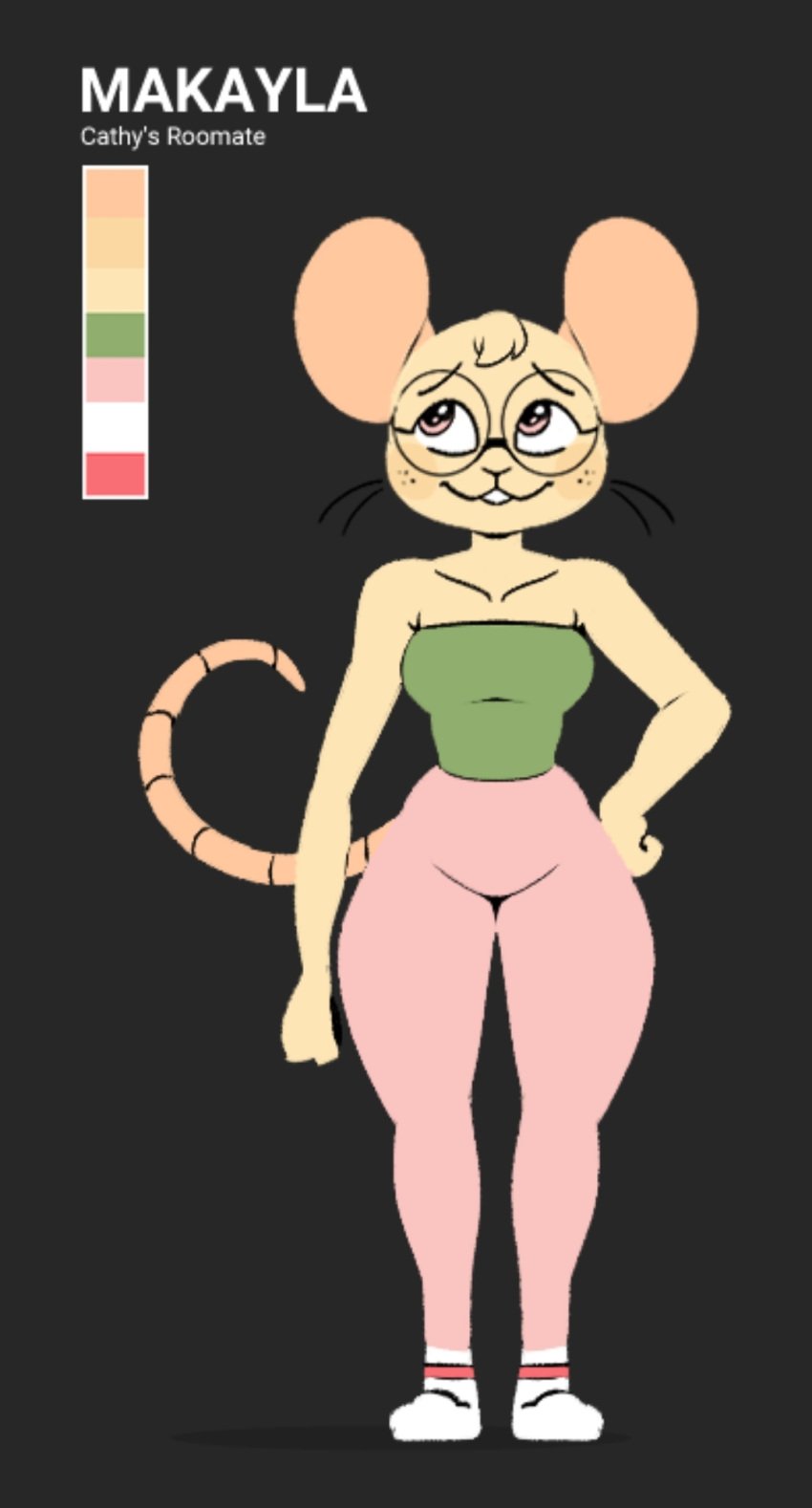 1girls anthro beat_banger breasts buckteeth bunfan_games camel_toe cameltoe color_palette eyebrows eyelashes eyewear female furry furry_female genitals glasses komdog komponi makayla_(beat_banger) mammal mouse mouse_girl reference_image rodent teeth yoga_pants