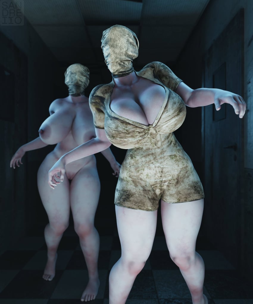 2girls 3d barefoot bubble_head_nurse hourglass_figure huge_breasts monster_girl nude nude_female nurse nurse_(silent_hill) nurse_uniform pussy sandreiio silent_hill silent_hill_2 silent_hill_3 thick_thighs voluptuous wide_hips