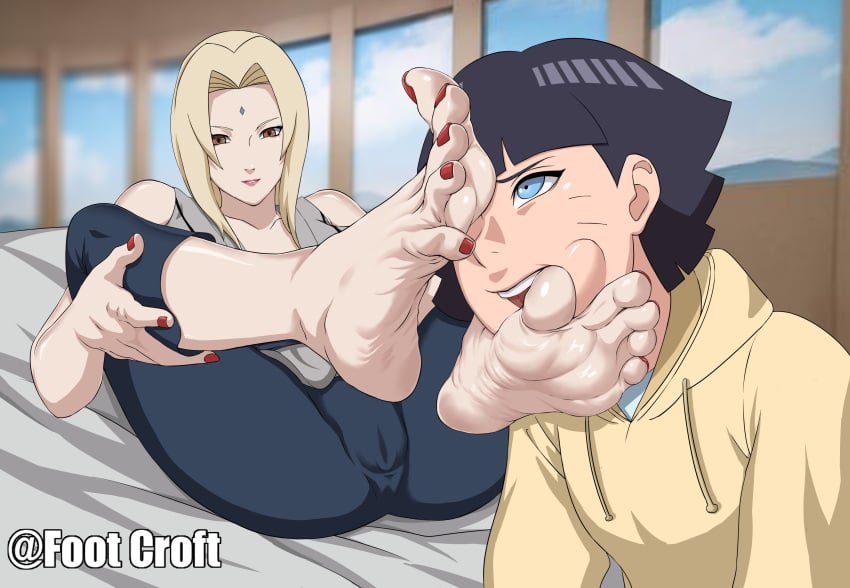 2girls age_difference aged_up barefoot black_hair blonde_hair boruto:_naruto_next_generations cameltoe clothed clothing dirty_feet dirty_soles feet feet_licking female female/female female_only fetish foot_fetish foot_focus foot_lick foot_licking foot_worship footcroft lesbian licking_foot mature_female multiple_girls nail_polish naruto naruto_(series) oral pants shoe_mark smell_fetish smelling_feet smelly smelly_feet soles spread_legs steam steamy steamy_feet sucking_toes toe_in_mouth toenail_polish toes tsunade uzumaki_himawari wrinkled_feet wrinkled_soles yuri