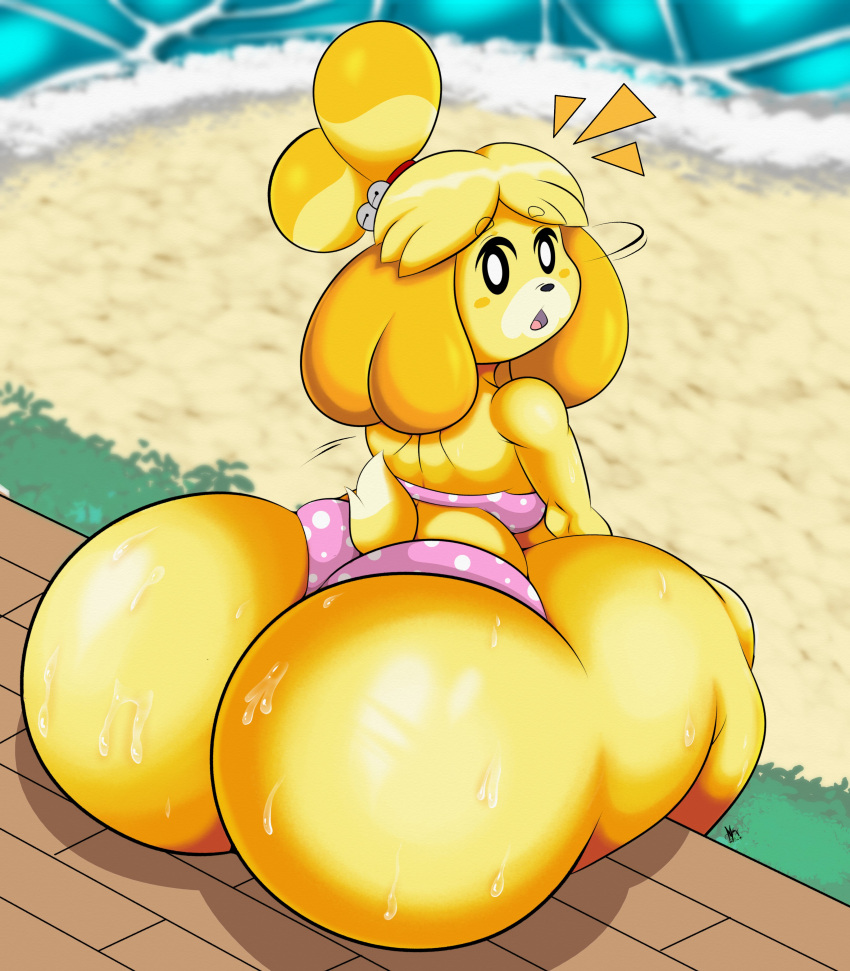 1girls animal_crossing anthro ass big_ass bottom_heavy bubble_butt canine dat_ass dumptruck_ass fat_ass female female_only huge_ass isabelle_(animal_crossing) large_ass looking_at_viewer looking_back massive_ass mrxrickyx solo sweat sweaty_ass thick_ass thick_thighs wide_hips