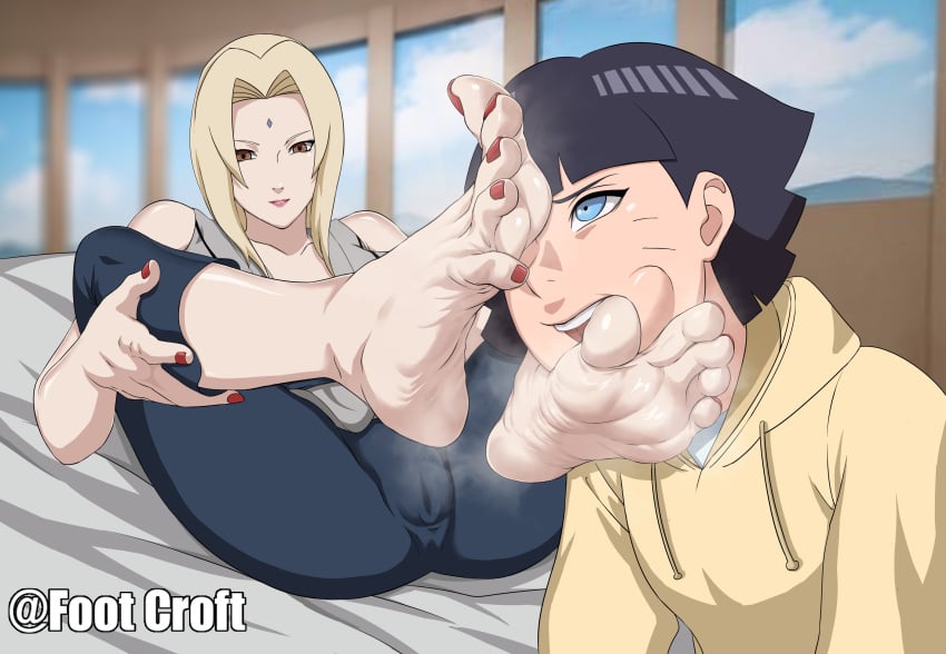 2girls age_difference barefoot black_hair blonde_hair boruto:_naruto_next_generations cameltoe clothed clothing dirty_feet dirty_soles feet feet_licking female female/female female_only fetish foot_fetish foot_focus foot_lick foot_licking foot_worship footcroft lesbian licking_foot mature_female multiple_girls nail_polish naruto naruto_(series) oral pants shoe_mark smell_fetish smelling_feet smelly smelly_feet soles spread_legs steam steamy steamy_feet sucking_toes toe_in_mouth toenail_polish toes tsunade uzumaki_himawari wrinkled_feet wrinkled_soles yuri