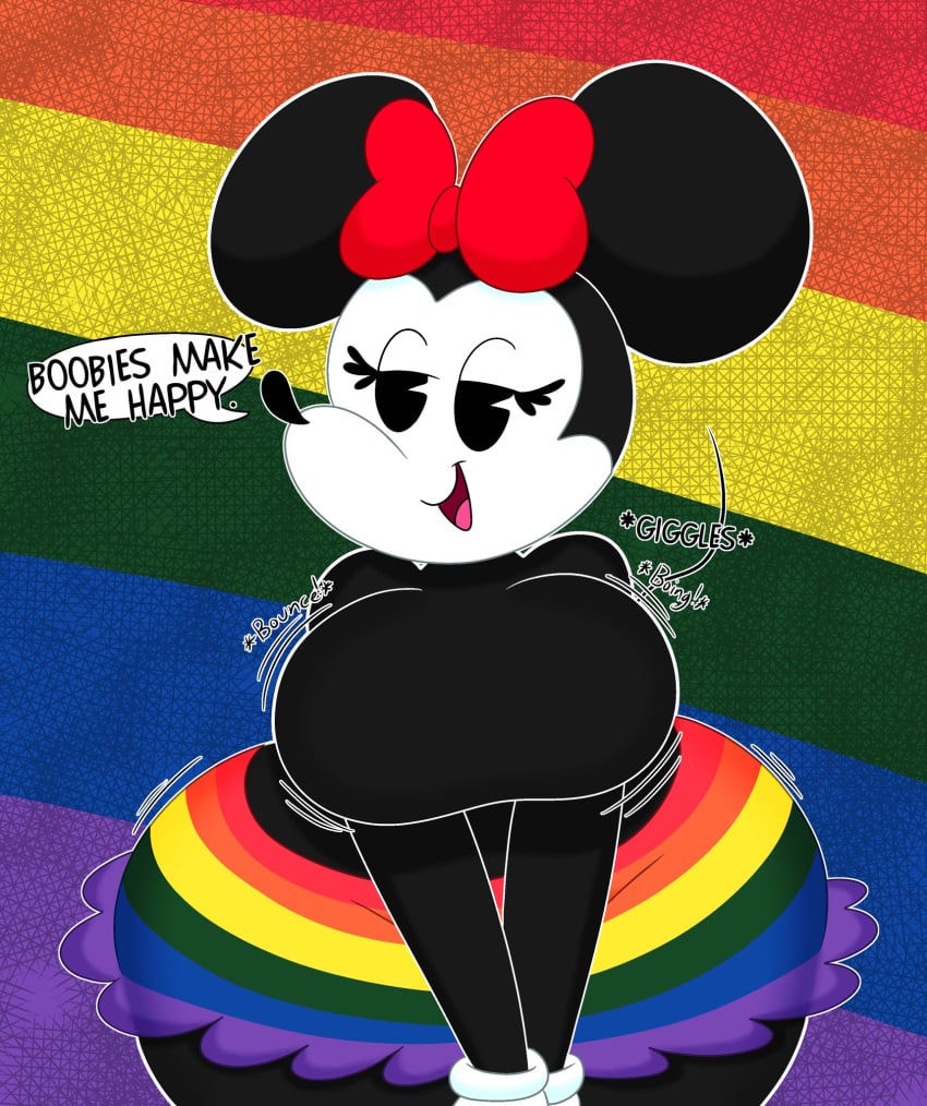 3barts anthro big_ass big_breasts disney lesbian minnie_mouse pride pride_colors thick_thighs