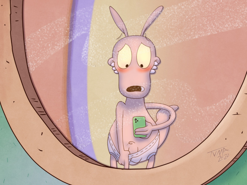 anthro blush briefs briefs_pull cellphone clothing genitals macropod male mammal marsupial mirror mirror_selfie nickelodeon penis phone reflection rocko's_modern_life rocko_rama selfie smartphone solo tighty_whities tvma underwear wallaby white_clothing white_underwear