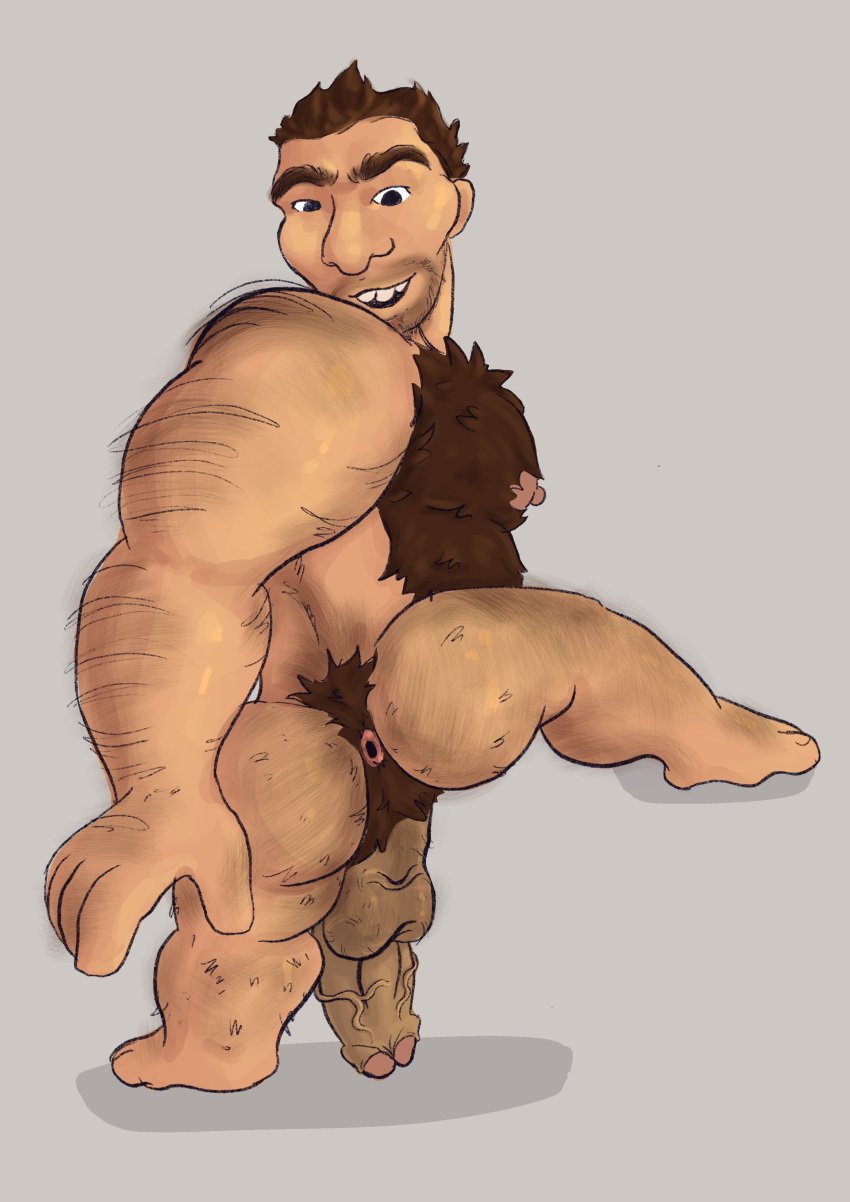 asshole bear beard caveman daddy dilf gay grug_crood hairy_ass hairy_chest hairy_male hole_(anatomy) hyper_penis leg_up male_only masculine primitive stubble the_croods