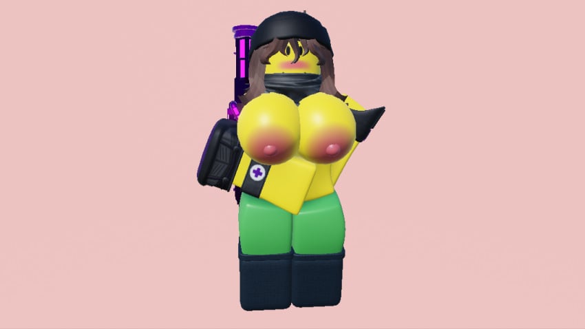 1girls 3d aged_up artist_request dummies_vs_noobs female_only gaia_(dummies_vs_noobs) girl massive_breasts noob roblox roblox_game robloxian showing_breasts source_request tagme