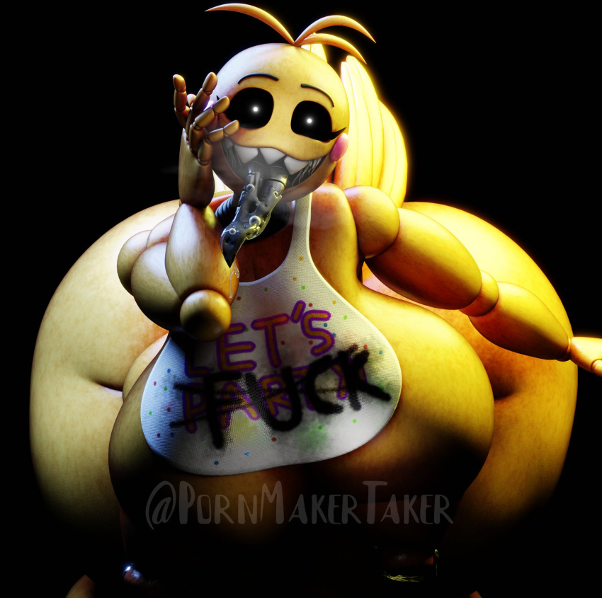 1girls 3d 3d_(artwork) animatronic areolae ass ass_bigger_than_head bending_forward bent_forward big_areola big_ass big_breasts big_butt bottom_heavy breasts breasts_bigger_than_head crazy crazy_eyes crazy_smile duranomates female female_only five_nights_at_freddy's five_nights_at_freddy's_2 glowing_eyes hi_res huge_ass huge_breasts long_tongue looking_at_viewer metal_tongue pornmakertaker rexnfelix20 robot robot_girl saliva sharp_teeth smile smiling solo solo_female solo_focus steam steamy_breath tagme thick_thighs tongue tongue_out toothy_grin toy_chica_(cyanu) toy_chica_(fnaf) watermark white_eyes