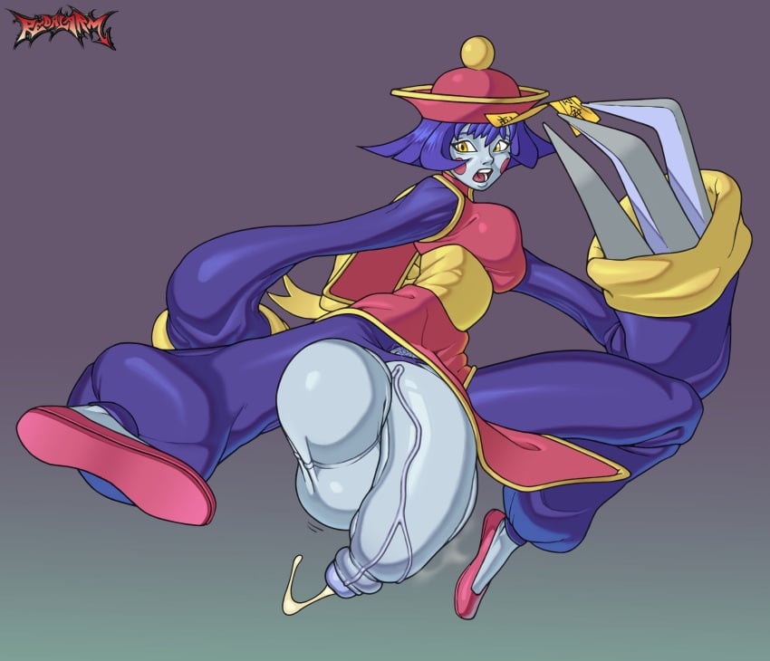 1futa 2d big_balls big_penis blue_skin capcom cum cum_drip cum_dripping_from_penis darkstalkers dress fully_clothed futanari hole_in_pants hsien_ko jiangshi jiangshi_costume kicking lei-lei lei_lei mid-air_suspension monster_girl pants penis_out purple_hair purple_pants red_dress redalarm shoes solo solo_futa uncensored veiny_penis yellow_eyes