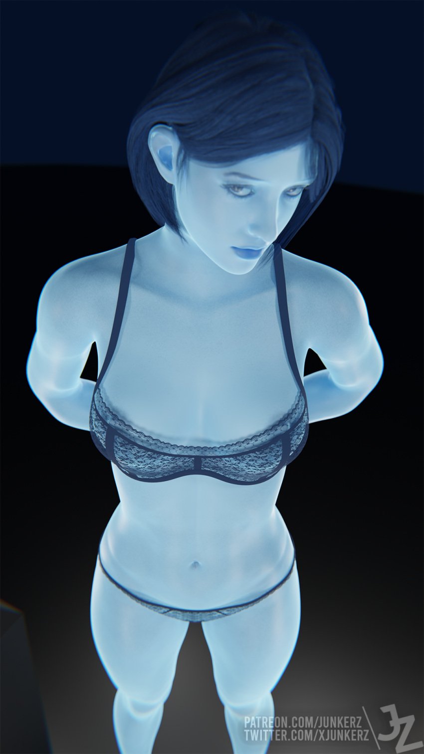 1girls 343_industries 3d artificial_intelligence blender blue_body blue_eyes blue_hair blue_skin female female_only halo halo_(game) halo_(series) halo_infinite hologram junkerz lingerie the_weapon_(halo_infinite) xbox_game_studios