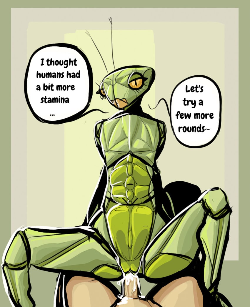 animal_humanoid anthro artdemonslair arthropod arthropod_humanoid bodily_fluids cum cum_in_pussy cum_inside duo female genital_fluids genitals hi_res human human_penetrating humanoid insect insect_girl insect_humanoid insects interspecies light-skinned_male male male/female male_penetrating mammal mantis mantis_humanoid nude penetration penis pussy_juice sex simple_background text vaginal_penetration