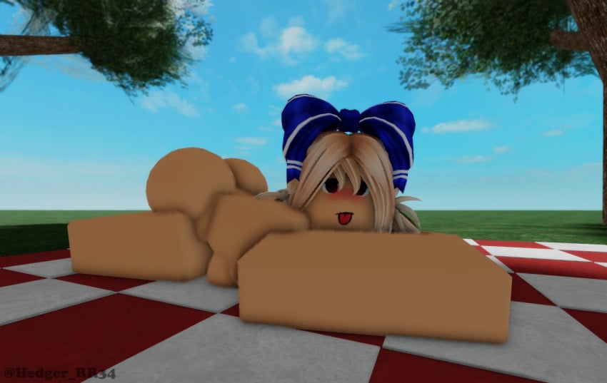 1girls 3d 3d_(artwork) all_fours alternate_version_available ass barefoot big_ass big_breasts breasts charlotte_(that_rel) completely_nude completely_nude_female female female_only full_body naked naked_female nude nude_female on_front outside picnic picnic_basket roblox robloxian solo solo_female that_rel tongue tongue_out