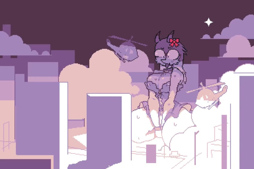 aircraft boss_monster_(undertale) bottomwear bovid breasts building caprine city cleavage clothed clothing cloud embarrassed female giantess goat helicopter macro mammal skirt solo solo_focus star thick_thighs tongue tongue_out toriel undertale_(series) unknown_artist vehicle