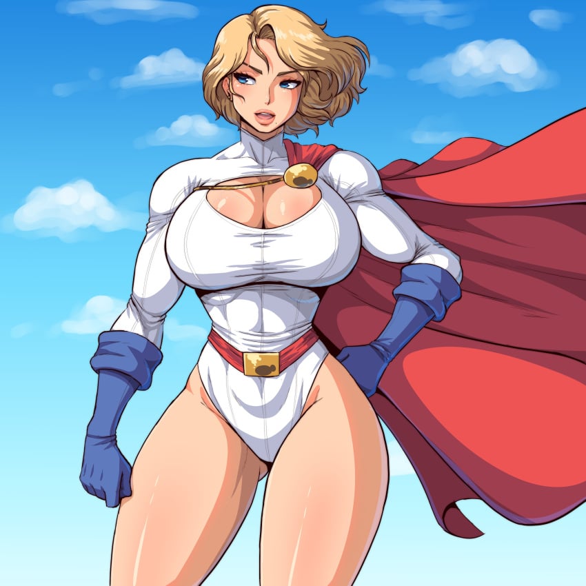 1girls big_breasts breasts cleavage cleavage_cutout dc dc_comics female female_only fully_clothed kara_zor-l karen_starr large_breasts muscles muscular muscular_female power_girl revealing_clothes simmsy solo superheroine superman_(series) thick_thighs thighs tight_clothing wide_hips