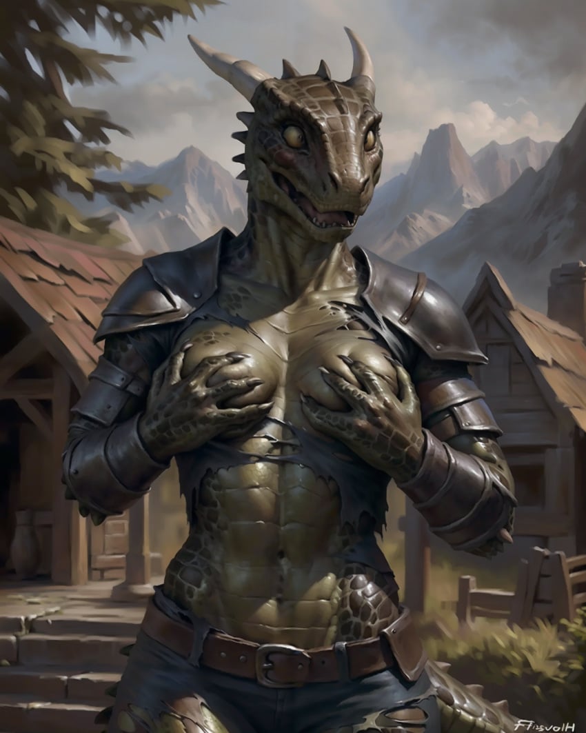 2024 ai_generated anthro argonian argonian_female bethesda bethesda_softworks blush blush covering covering_breasts covering_nipples embarrassed embarrassed_female embarrassed_nude_exposure embarrassed_nude_female enf female furry nude reptile scalie shocked solo solo_female square2669 surprise surprised tagme the_elder_scrolls topless wardrobe_malfunction