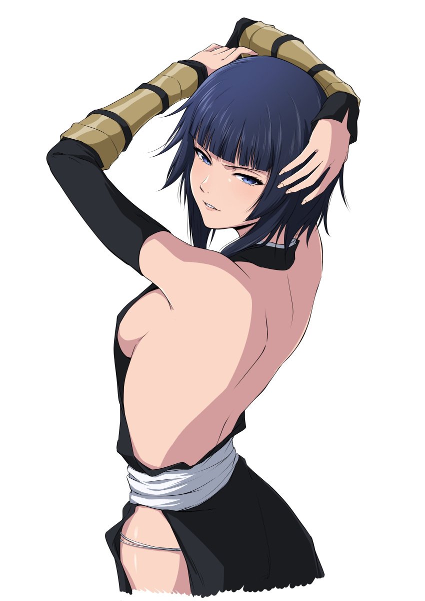 absurdres back backless_outfit bleach bleach:_the_thousand-year_blood_war blue_eyes breasts female highres nishizuki_shino sideboob sino24tsuki soifon solo sui-feng