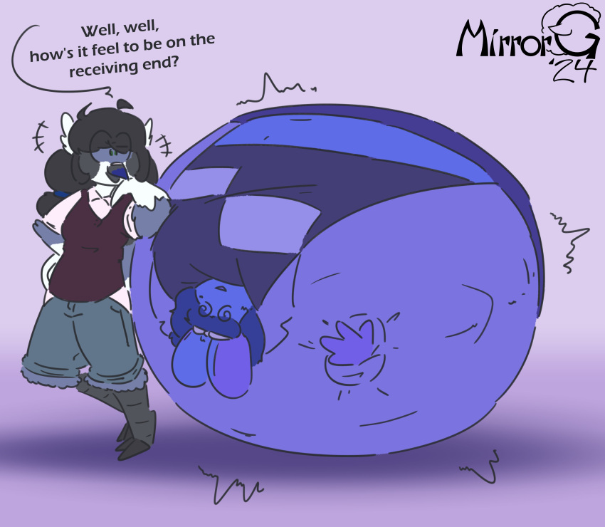 blueberry_inflation expansion fat fat_woman inflation mirrorgs sunken_head sunken_limbs tagme thick_thighs wide_hips