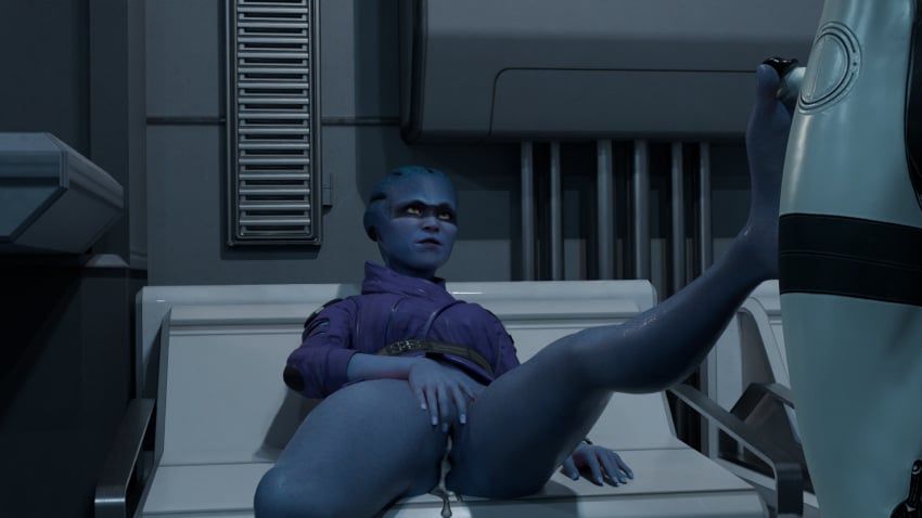 3d asari bottomless cum cum_drip cum_in_pussy cum_inside edi feet foot_fetish footjob futanari mass_effect mass_effect_andromeda peebee soles