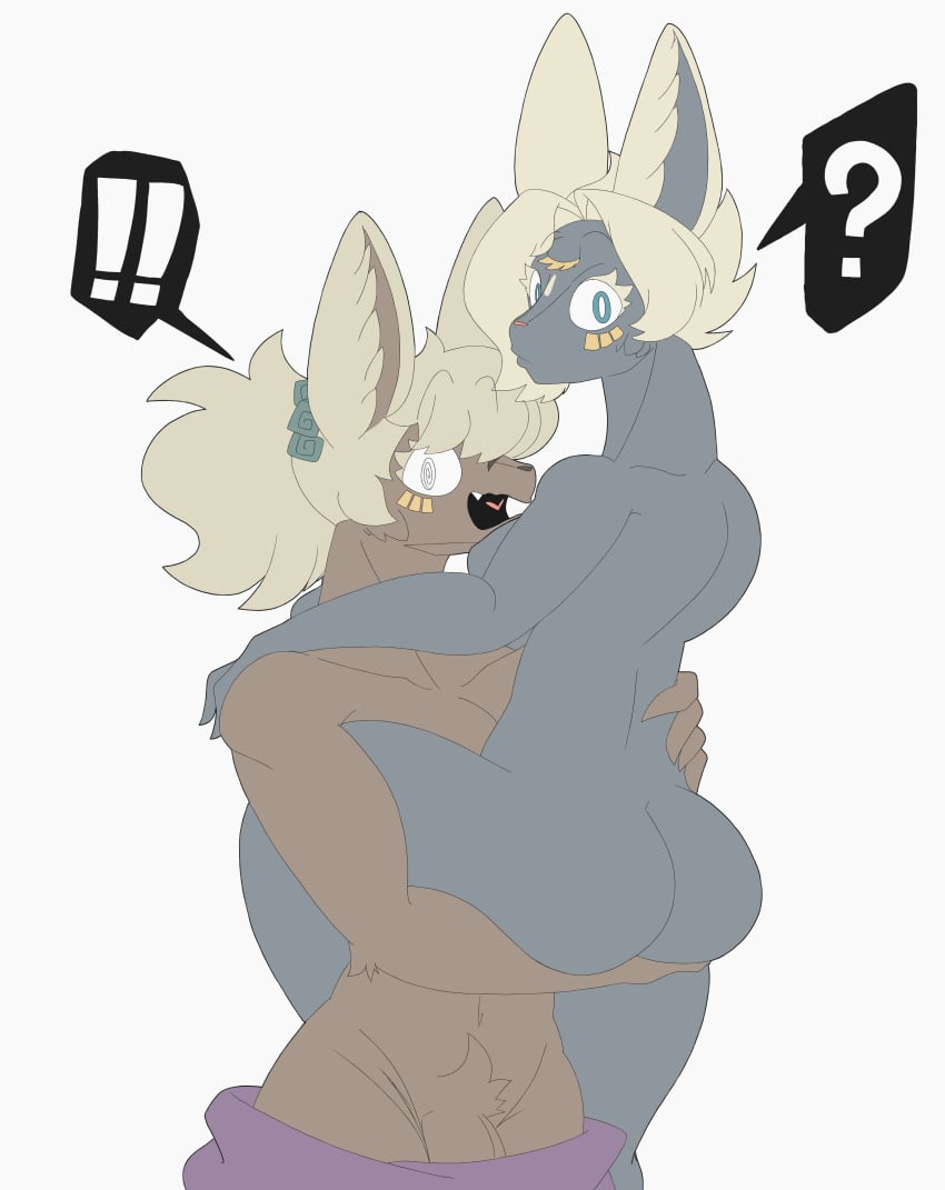 3_eyes absurd_res anthro arms_around_shoulders ass breasts brown_body canon_x_oc caught clothing cybcutie duo exclamation_point female flustered_male grey_body hair hi_res holding_leg_up husband_and_wife imminent_sex izuuru_(cybcutie) male male/female married_couple mineru multi_eye nintendo penis_peek question_mark romantic romantic_couple small_breasts small_butt spiral_eyes surprised_look tan_hair tears_of_the_kingdom the_legend_of_zelda undressing zonai