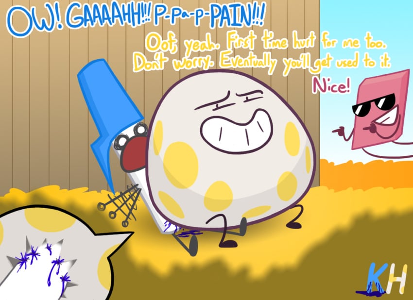 anthro battle_for_bfdi battle_for_dream_island eggy_(bfdi) eraser_(bfdi) fat female humor ink kh male male/female object_shows omgpenthatapentagon pain pen_(bfdi) screaming sex unusual_bodily_fluids