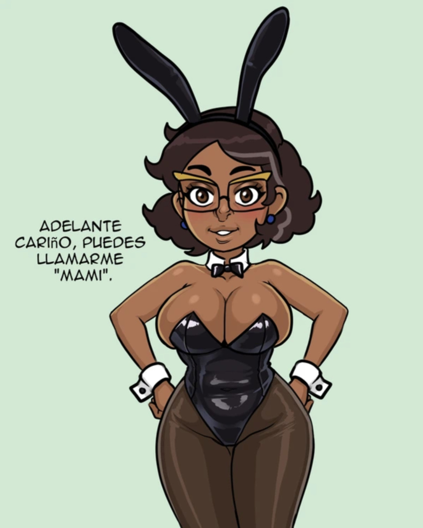 aaaninja big_breasts bunnysuit camila_noceda glasses spanish_text the_owl_house