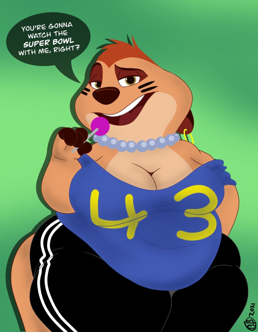 2021 anthro bbw bbw_mom big_ass breathotter clothed clothing disney female hyper_bimbo meerkat milf the_lion_king the_lion_king_1½ thick_thighs timon's_mom wide_hips