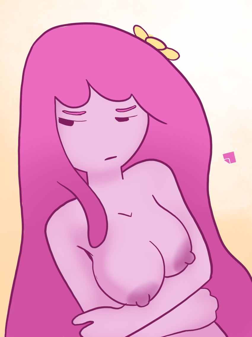 1girls 2020 adventure_time areolae bashful breasts cartoon_network erostash female_focus flower_in_hair hand_under_breasts long_hair looking_at_another nipples nude nude_female portrait princess_bubblegum shoulders signature solo solo_female solo_focus standing