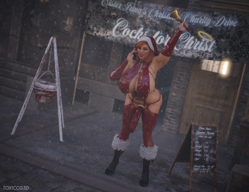 1futa 3d alternate_version_available athletic_futanari balls big_breasts black_nail_polish breast_implants busty christmas city dickgirl fake_breasts flaccid flaccid_penis futa_only futanari hourglass_figure irina_solovyova_(toxiccg3d) nun orange_hair penis pinup red_eyes red_lipstick snow testicles toxiccg3d