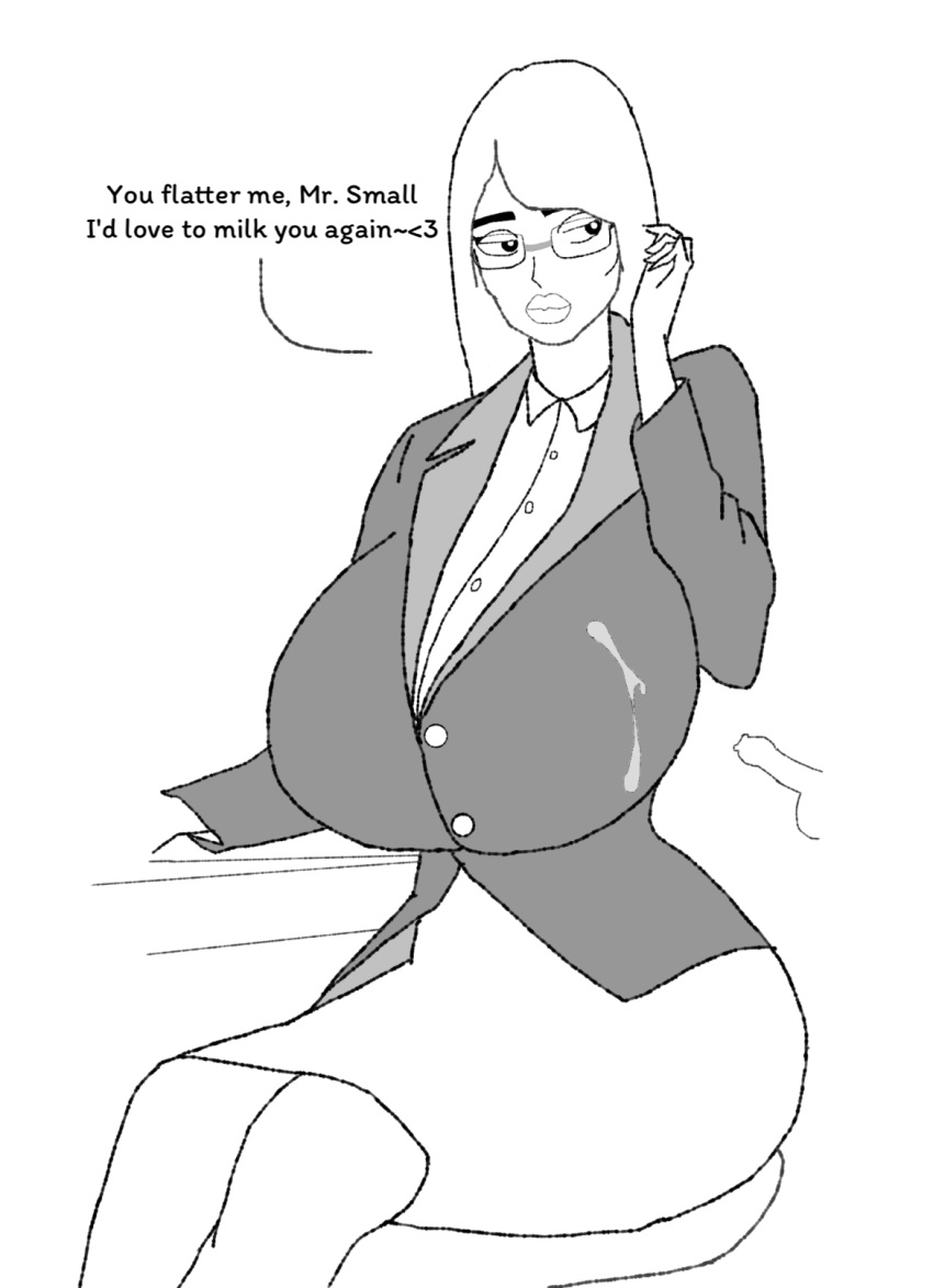 anonsmall big_ass big_breasts big_lips business_suit button_down_shirt cum cum_on_breasts cum_shot cum_stains foreskin hiromi_tanabe huge_breasts original_character plump_ass secretary small_penis small_penis_adoration small_penis_big_foreskin small_waist sperm