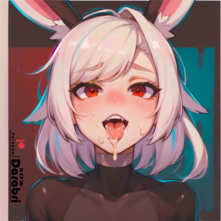 1boy absurd_res ai_generated blush bunny_ears close-up colored cum cum_in_mouth cum_on_face cum_on_tongue cute cute_male darabri detailed eating_cum excited face face_focus femboy feminine_male flat_chest flushed girly happy logo looking_at_viewer open_mouth otoko_no_ko outlines pale_skin patreon patreon_logo petite pov red_eyes ribbit_nova sharp_teeth short_hair solo solo_focus teeth tight_clothing tight_fit tongue tongue_out trap white_hair