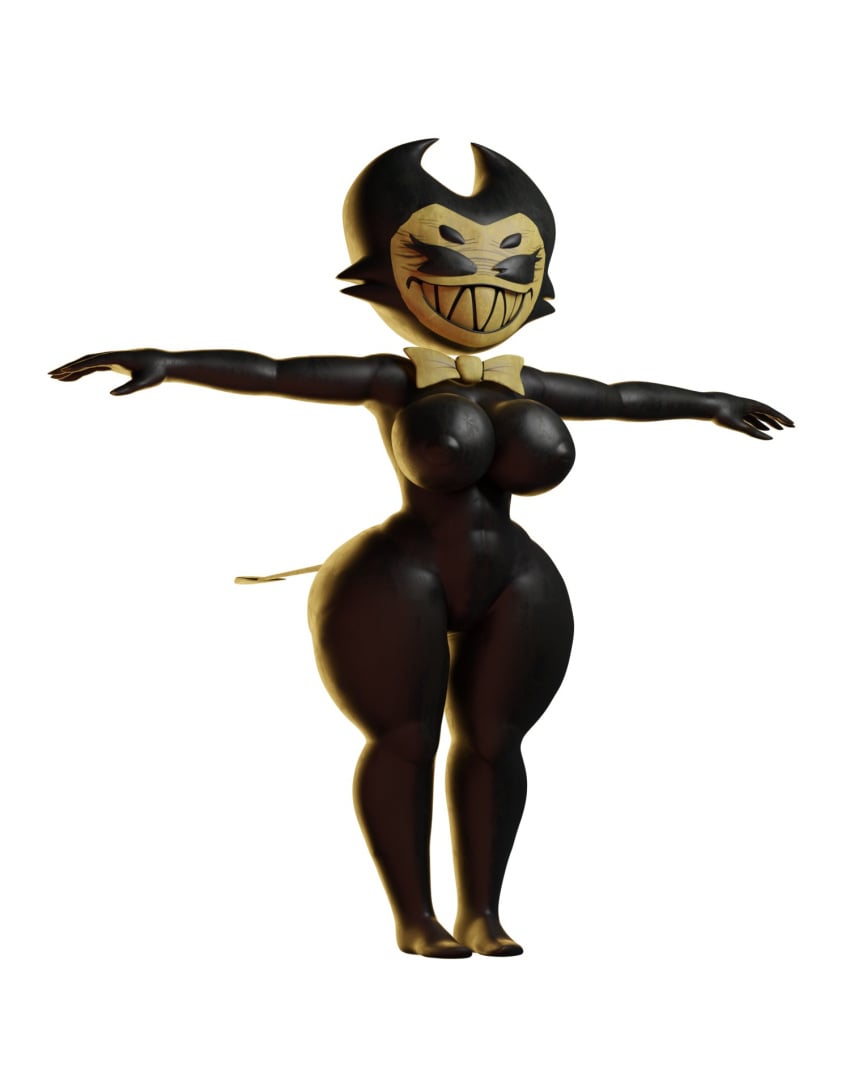 bendy bendy_and_the_ink_machine bendy_fem bowtie breasts darling_(cally3d) lightshow south_shaed_(dreams_come_true_studio) t_pose tagme