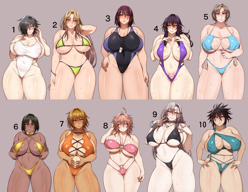 akira_kugamachi anko_nekura bikini black_hair blonde_hair brown_hair cleavage curvaceous curvy curvy_figure dark-skinned_female dirty_blonde_hair freckles glasses goth_girl hair_over_one_eye hiyori_namikawa huge_breasts iroha_akutsu jimiko kanna_busujima korotsuke messy_hair milf mira_sahar_lilush momoe_nekura multiple_girls naomi_tokunaga original original_characters pale-skinned_female pink_hair plump purple_hair reika_akutsu small_pupils student sweat sweating tan-skinned_female tanlines teacher the_creepy_glasses_girl thick_thighs tomboy tsundere voluptuous wide_hips