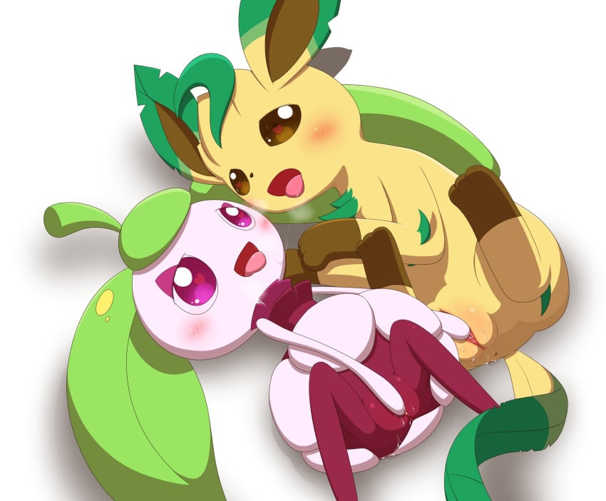 2girls anus ass blush bodily_fluids breath clitoral clitoris drooling duo eeveelution ejaculation female female/female feral genital_fluids genitals heart hi_res humanoid leafeon lying minami_(artist) multiple_girls nintendo plant pokemon pokemon_(species) pokemon_dppt pokemon_only pokemon_sm pussy pussy_ejaculation pussy_juice saliva sex steenee tongue video_games yuri