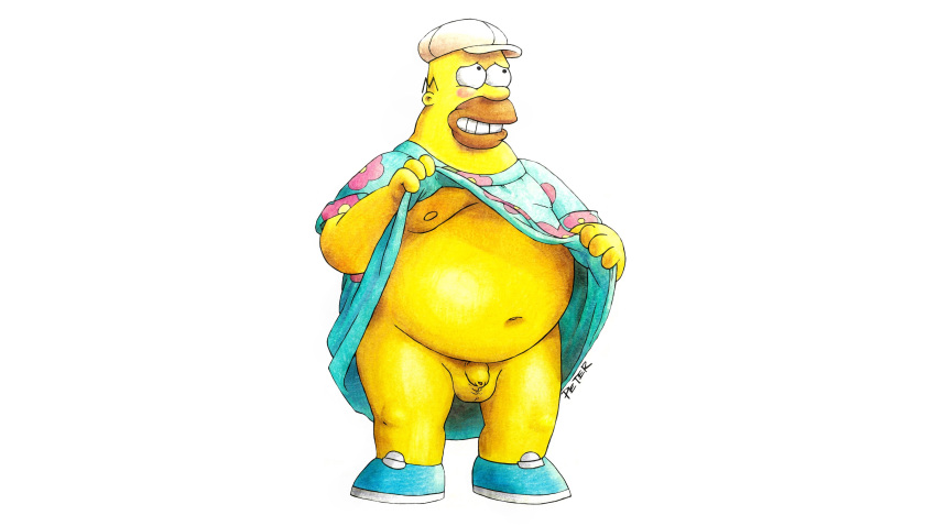 balls belly big_belly fat fat_man hat homer_simpson male male_only obese obese_male overweight penis peterdamart solo teeth the_simpsons yellow_balls yellow_penis yellow_skin