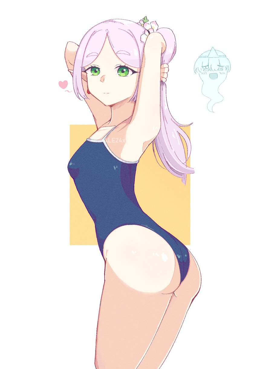 1girls ale24x ass ass_focus digital_drawing female frieren partially_clothed small_breasts sousou_no_frieren swimsuit white_hair