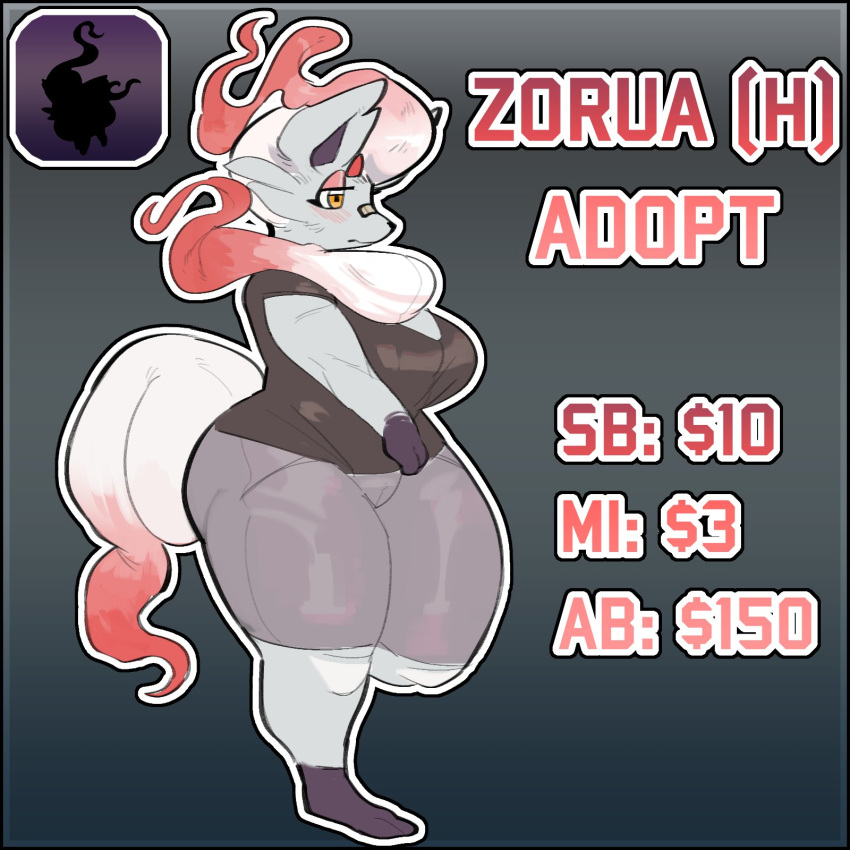 adoptable female female_only furry hisuian_zorua pokemon pokemon_(species) pokemon_legends:_arceus pokephilia redactedinlight regional_form_(pokémon) thick thick_thighs zorua